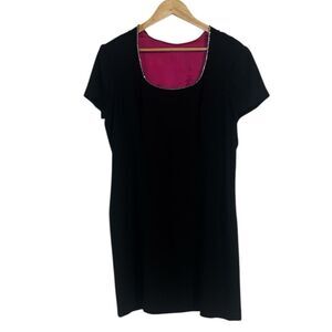 CDC Vintage Black Dress, rhinestone neckline, elegant, 14